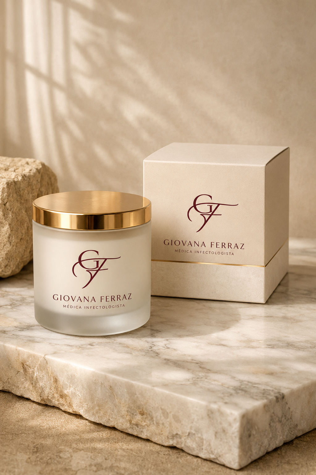 Vela aromática com monograma GF